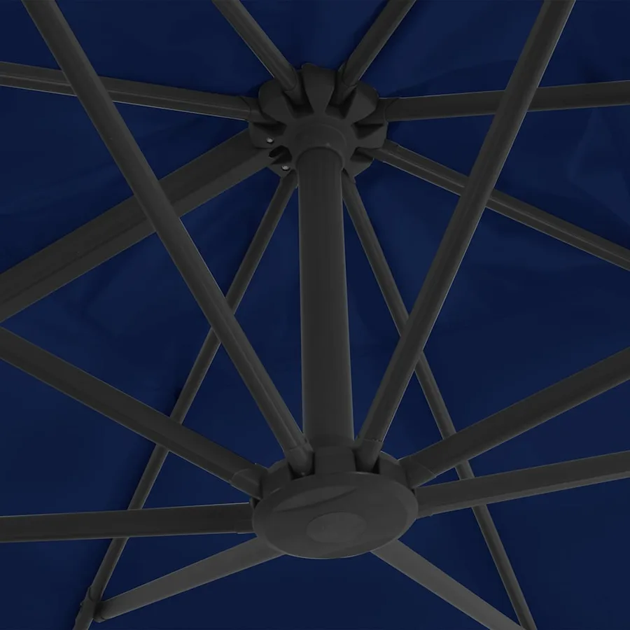 Parasol de jardin en porte-à-faux et mât en aluminium bleu azur - 6