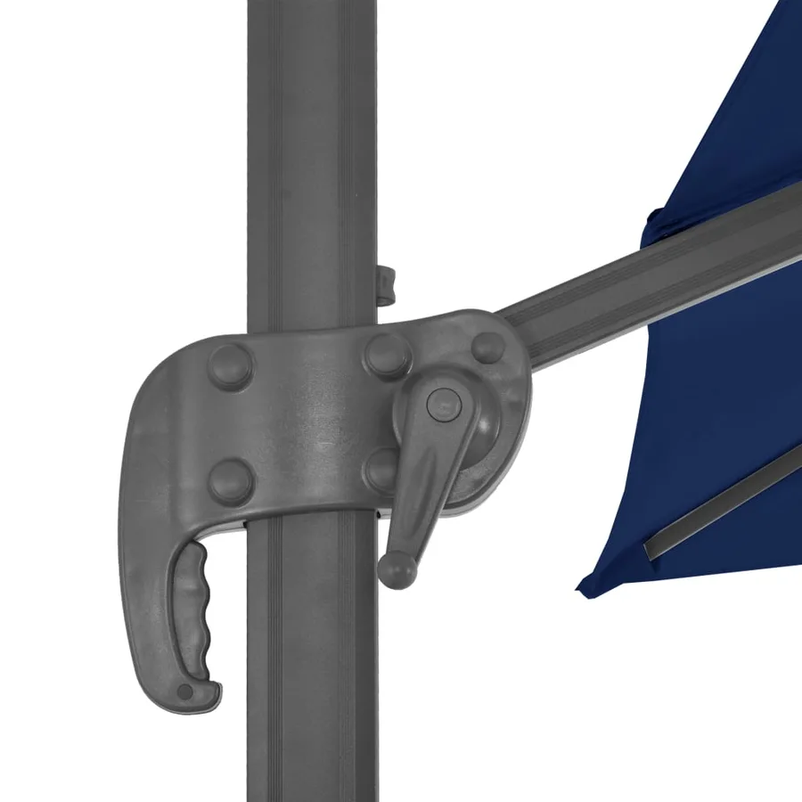 Parasol de jardin en porte-à-faux et mât en aluminium bleu azur - 7