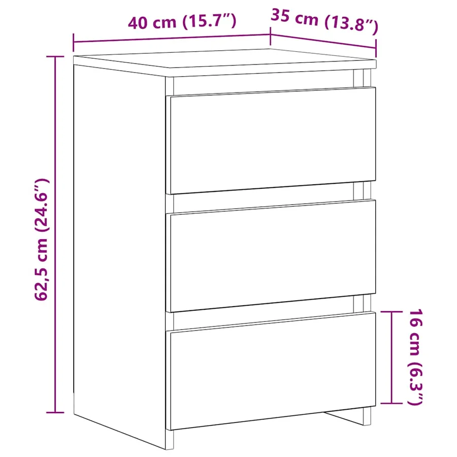 Tables de chevet 2 pcs blanc 40x35x62,5 cm bois d'ingénierie - 9