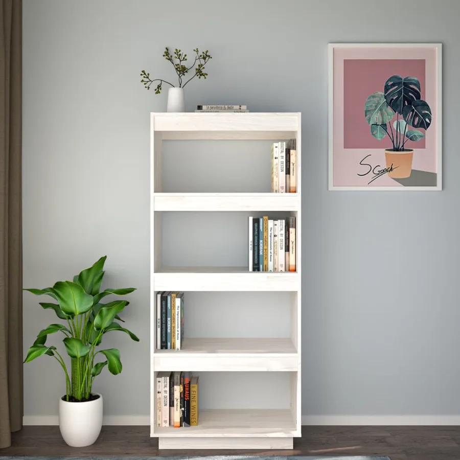 Bibliothèque/Séparateur de pièce Blanc 60x35x135 cm Pin massif - 3
