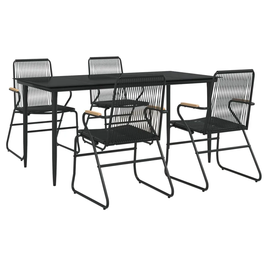 Ensemble à manger de jardin 5 pcs Noir Rotin PVC - 3