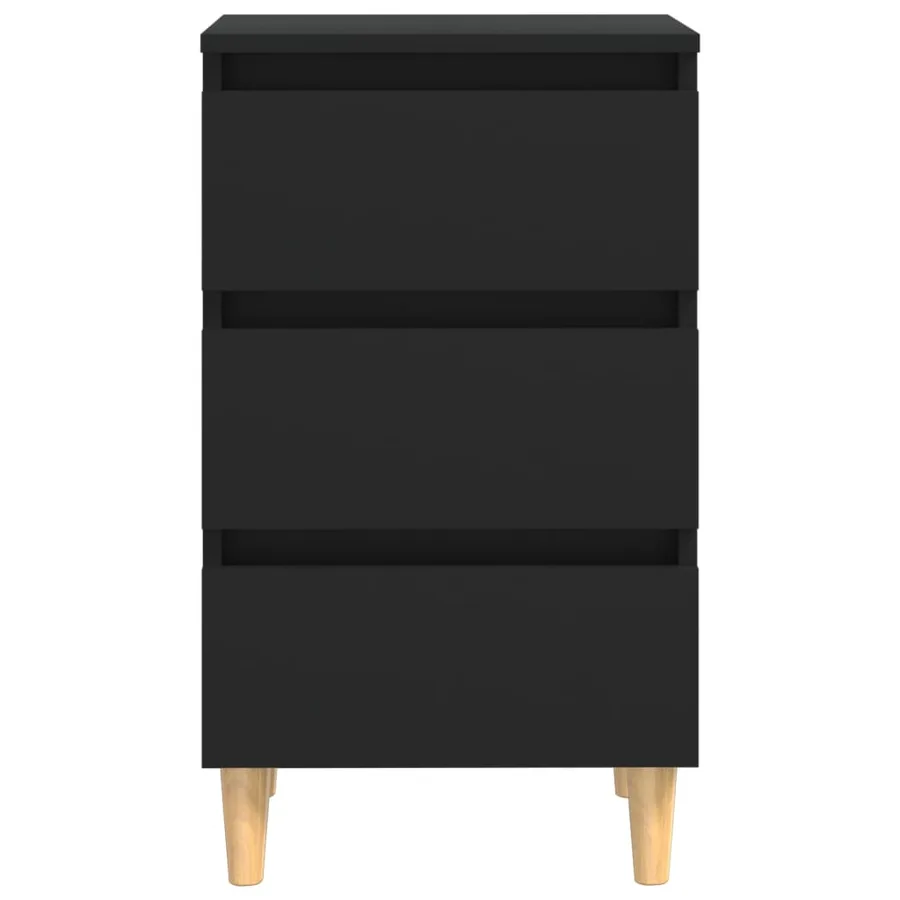 Tables de chevet avec pieds en bois 2 pcs noir 40x35x69 cm - 4