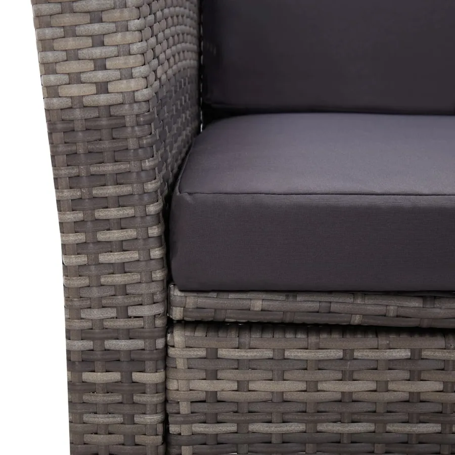 Ensemble à manger d'extérieur 5pcs coussins Résine tressée Gris - 12