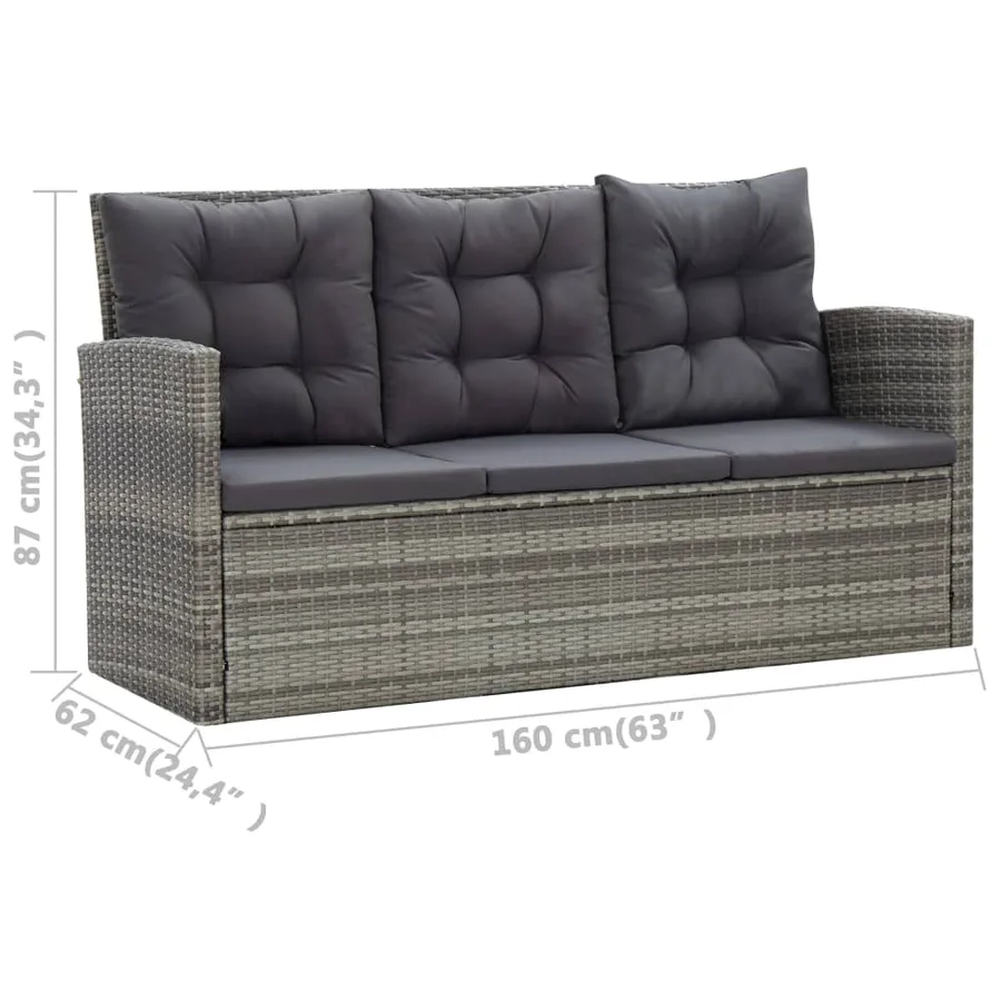 Ensemble à manger d'extérieur 5pcs coussins Résine tressée Gris - 13