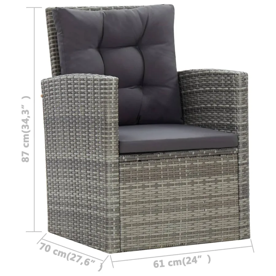 Ensemble à manger d'extérieur 5pcs coussins Résine tressée Gris - 14