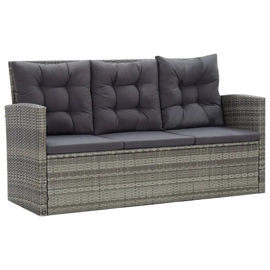 Ensemble à manger d'extérieur 5pcs coussins Résine tressée Gris - 6