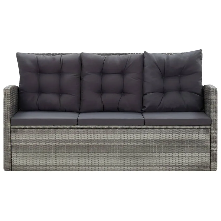 Ensemble à manger d'extérieur 5pcs coussins Résine tressée Gris - 7