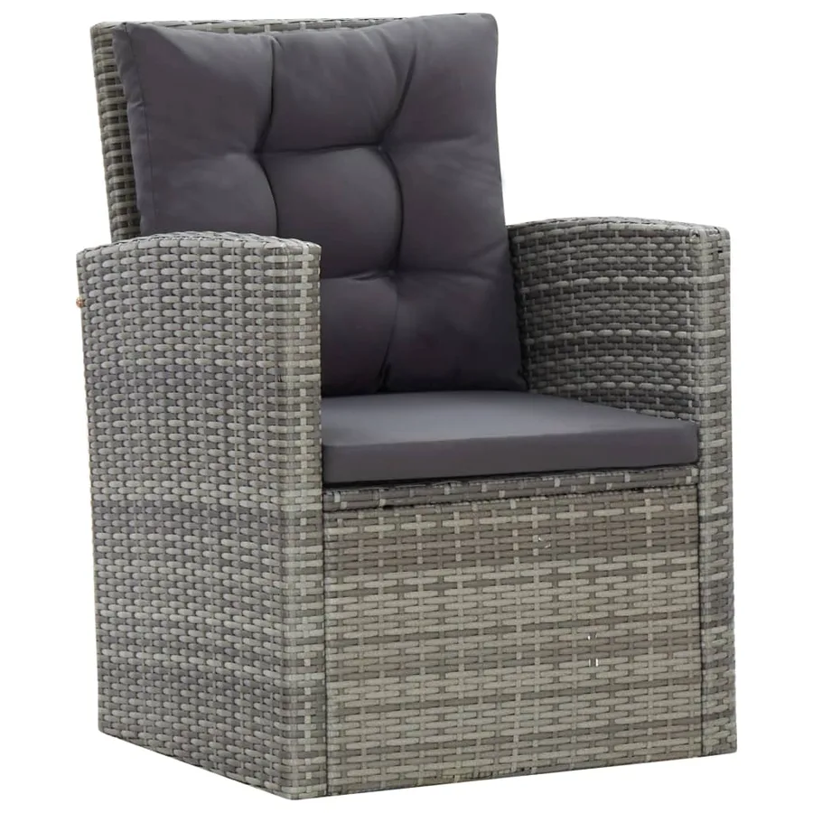 Ensemble à manger d'extérieur 5pcs coussins Résine tressée Gris - 8