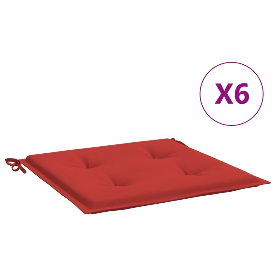 Coussins de chaise jardin lot de 6 rouge 50x50x4cm tissu oxford - 2