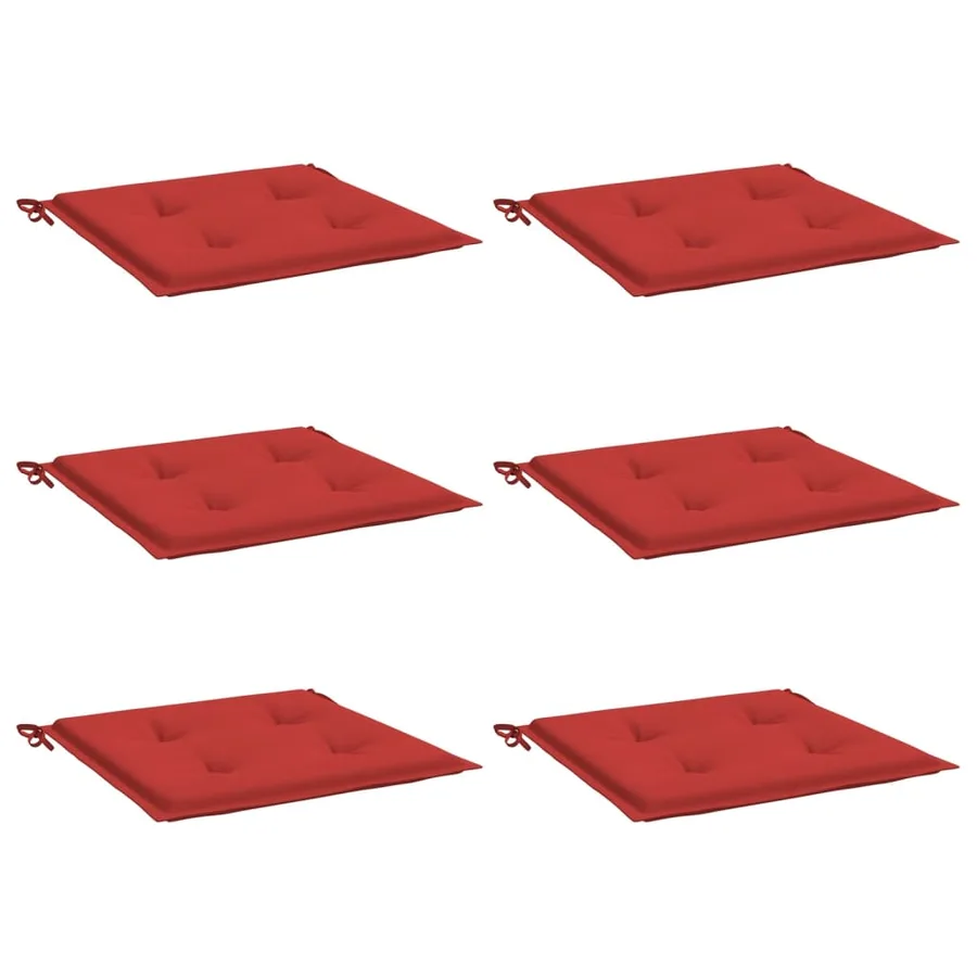 Coussins de chaise jardin lot de 6 rouge 50x50x4cm tissu oxford - 3