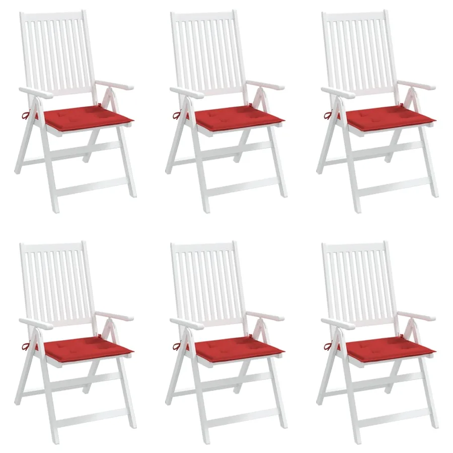 Coussins de chaise jardin lot de 6 rouge 50x50x4cm tissu oxford - 4
