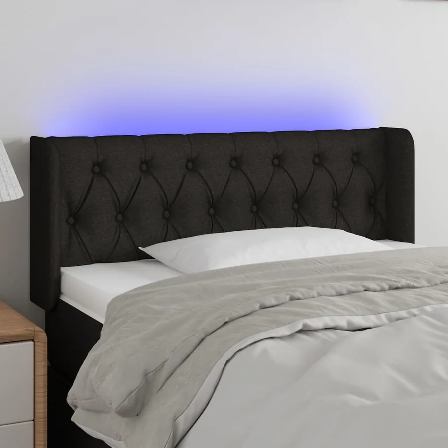 Tête de lit à LED Noir 93x16x78/88 cm Tissu