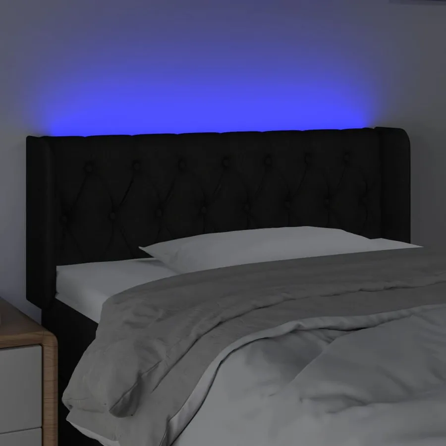 Tête de lit à LED Noir 93x16x78/88 cm Tissu - 4