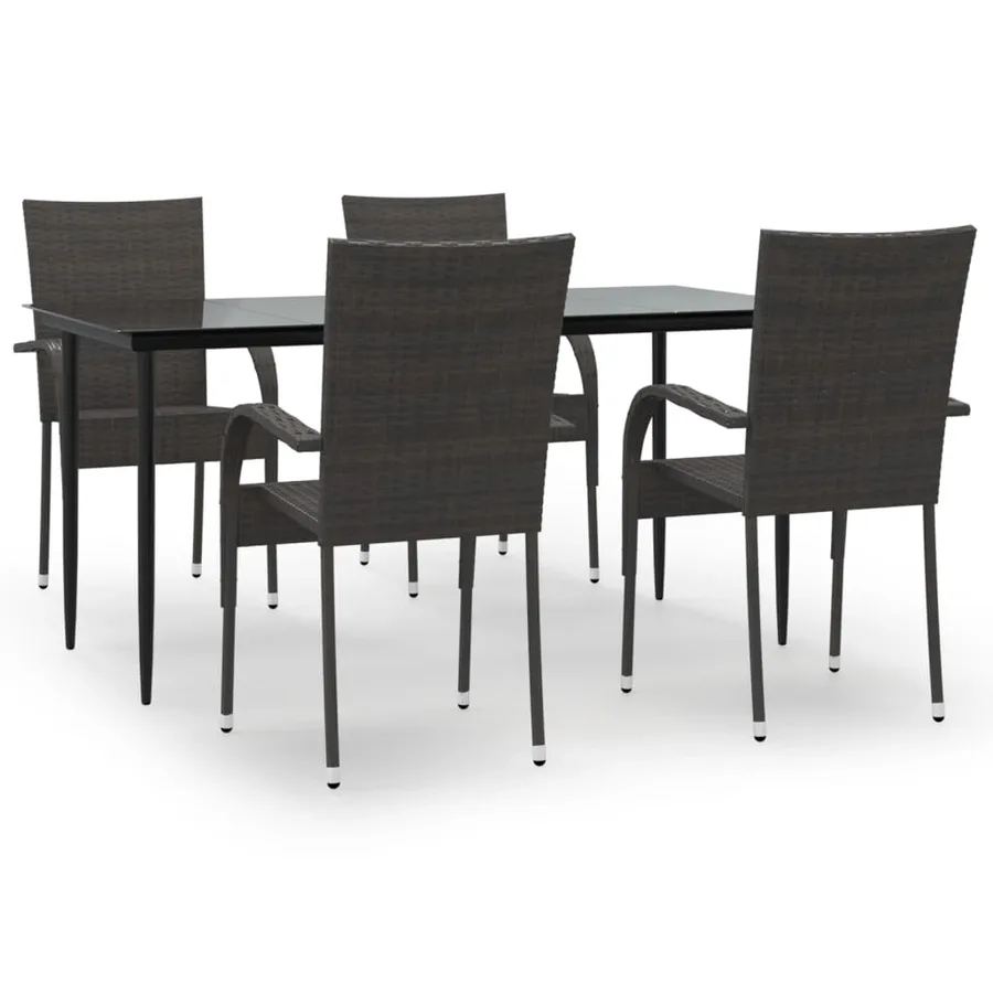 Ensemble à manger de jardin 5 pcs Marron Résine tressée - 2