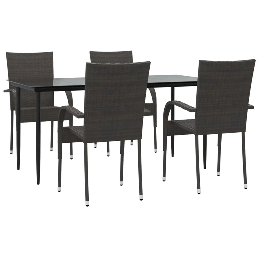 Ensemble à manger de jardin 5 pcs Marron Résine tressée - 3