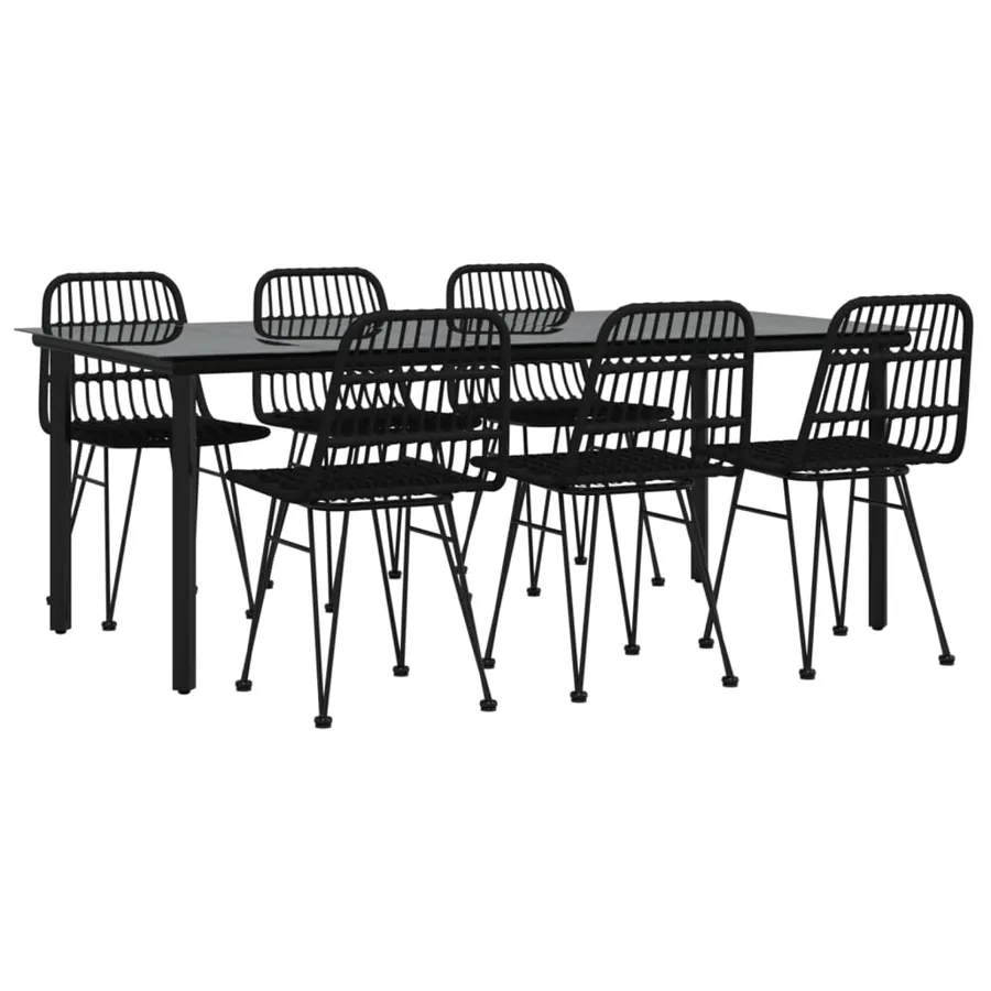 Ensemble à manger de jardin 7 pcs Noir Résine tressée - 3