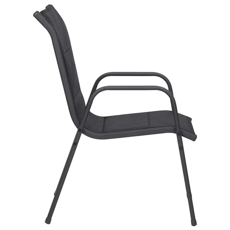 Chaises de jardin 4 pcs Acier et textilène Noir - 5
