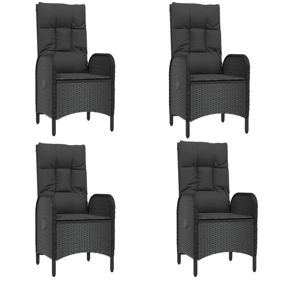 Ensemble à manger de jardin coussins 5pcs Noir Résine tressée - 4