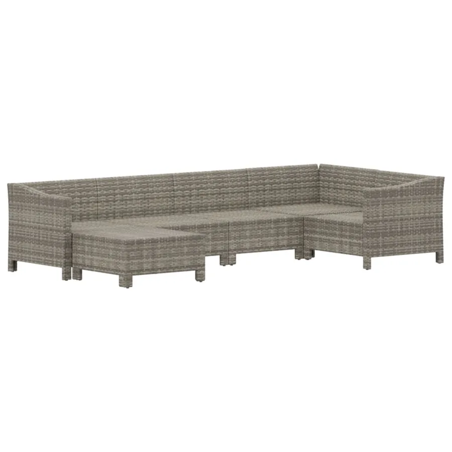 Salon de jardin 6 pcs avec coussins Gris Résine tressée - 4