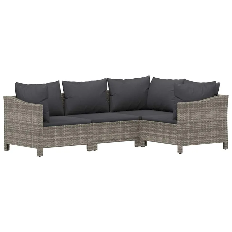 Salon de jardin 6 pcs avec coussins Gris Résine tressée - 5
