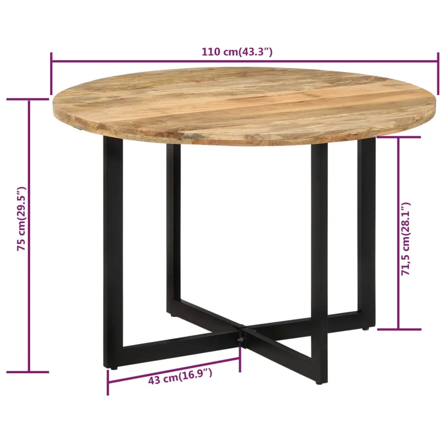 Table à dîner 110x75 cm Bois de manguier massif - 7