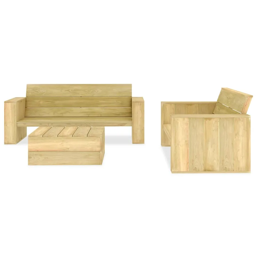 Salon de jardin 3 pcs Bois de pin imprégné - 2