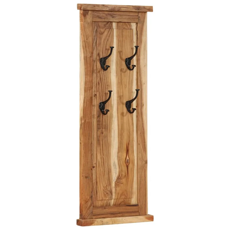 Porte-manteaux 2 pcs Bois massif d'acacia 38x100 cm - 2