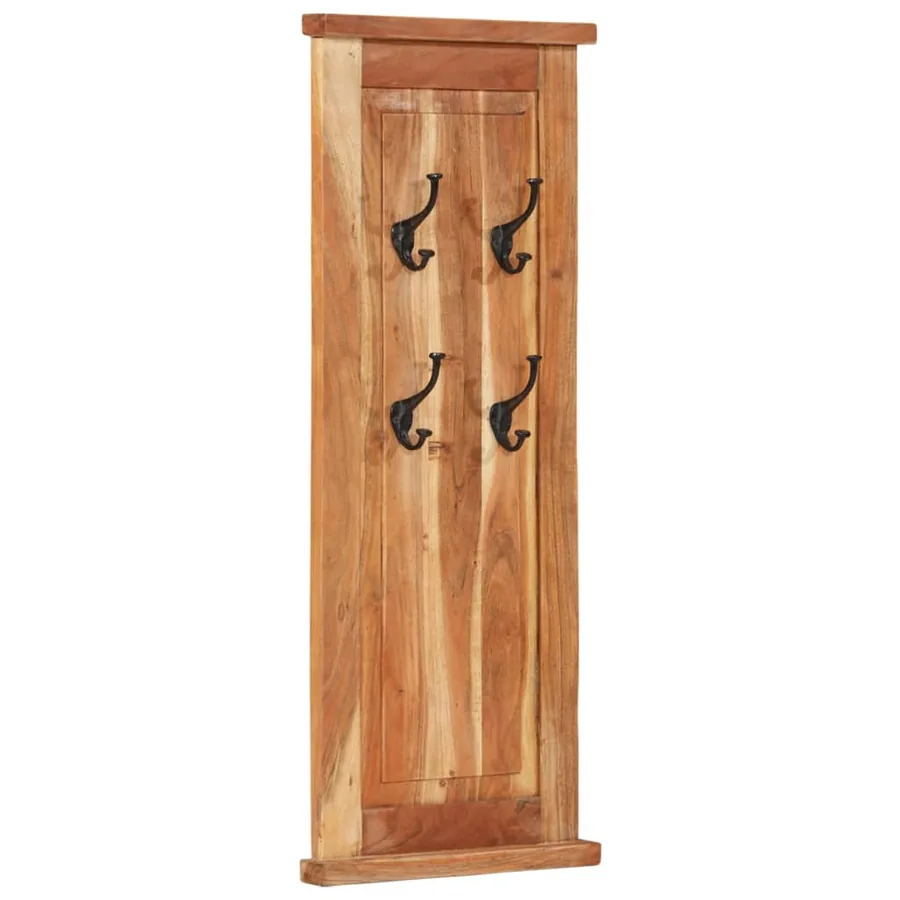 Porte-manteaux 2 pcs Bois massif d'acacia 38x100 cm - 9