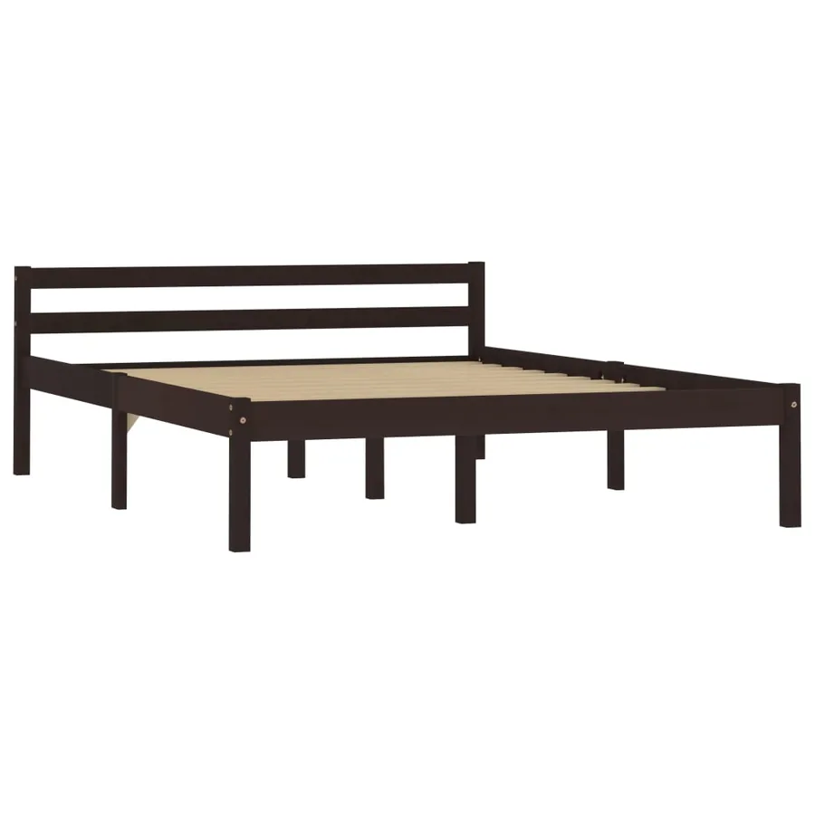 Cadre de lit sans matelas marron foncé pin massif 120x200 cm - 2