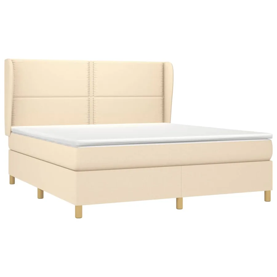 Sommier à lattes de lit avec matelas Crème 180x200 cm Tissu - 3