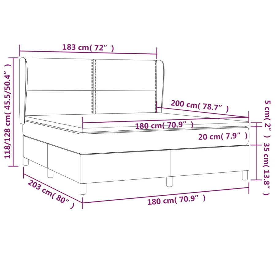 Sommier à lattes de lit avec matelas Crème 180x200 cm Tissu - 7