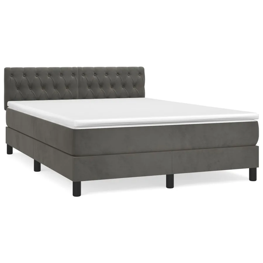 Sommier à lattes de lit et matelas Gris foncé 140x190cm Velours - 2