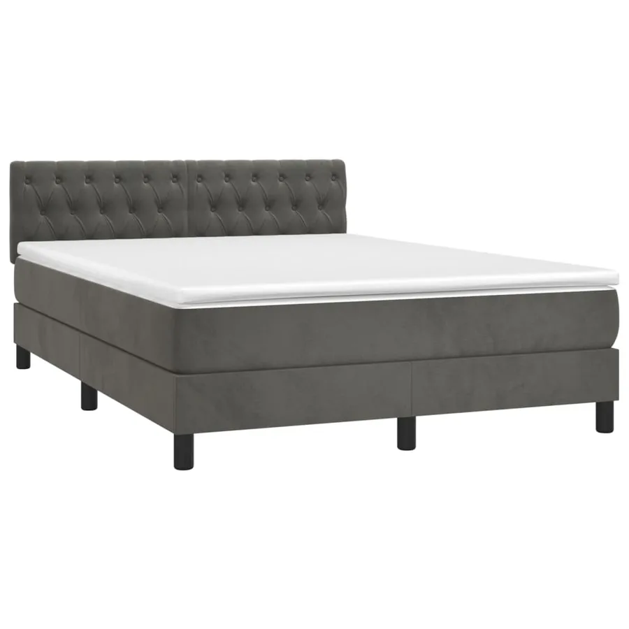 Sommier à lattes de lit et matelas Gris foncé 140x190cm Velours - 3