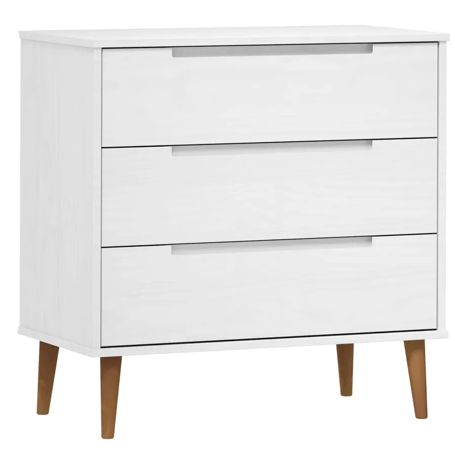 Commode MOLDE Blanc 80x40x80 cm Bois de pin massif - 2