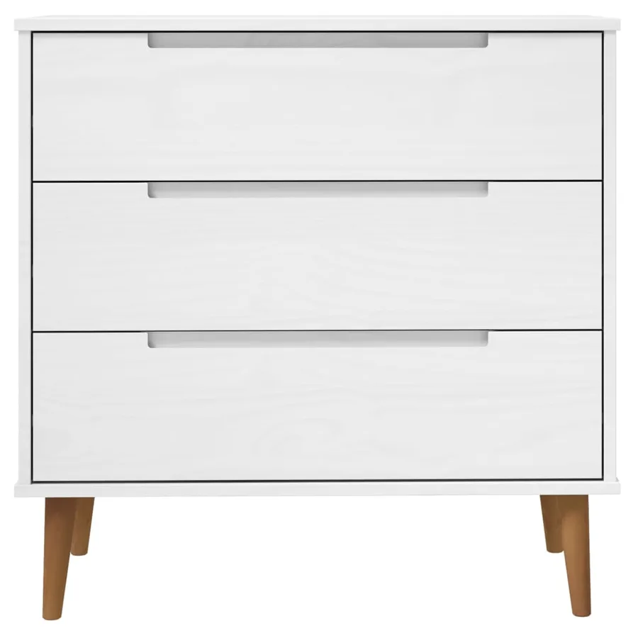 Commode MOLDE Blanc 80x40x80 cm Bois de pin massif - 4