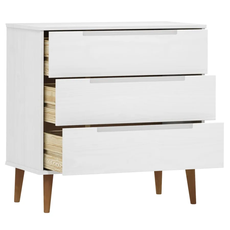 Commode MOLDE Blanc 80x40x80 cm Bois de pin massif - 5