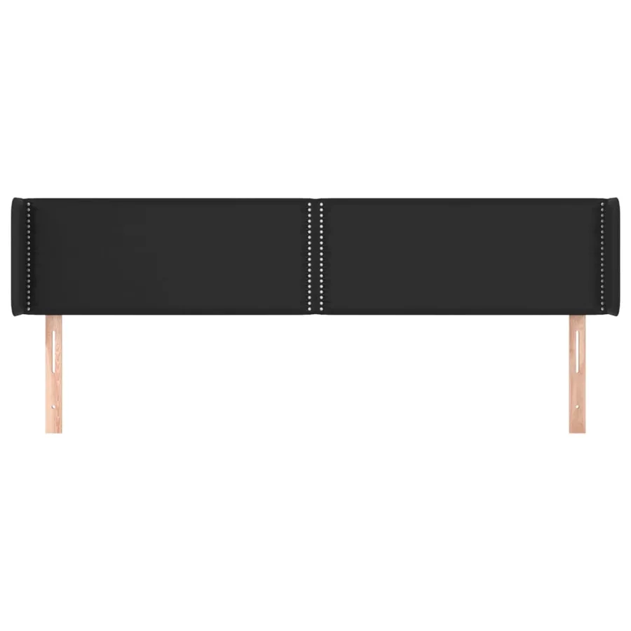 Tête de lit avec oreilles Noir 183x16x78/88 cm Similicuir - 3