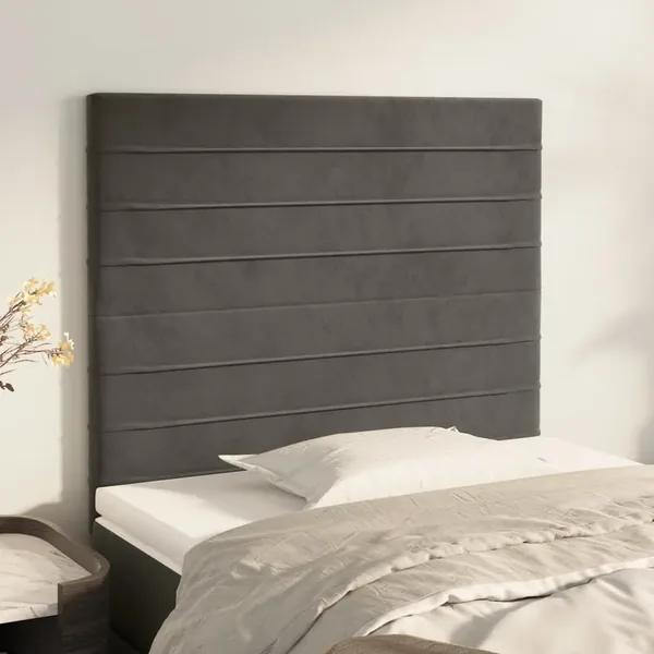 Tête de lit Gris foncé 100x5x118/128 cm Velours