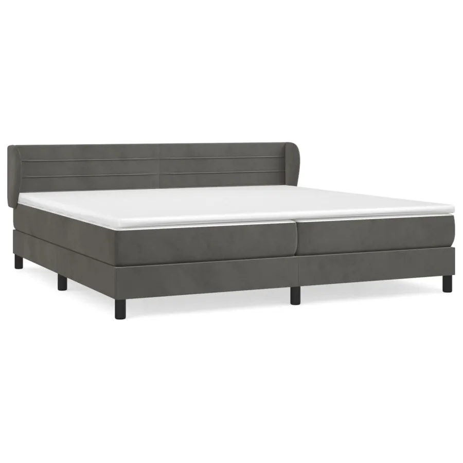 Sommier à lattes de lit et matelas Gris foncé 200x200cm Velours - 2