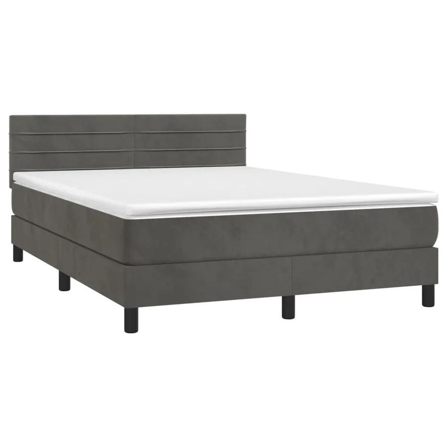 Sommier à lattes de lit avec matelas LED Gris foncé 140x190 cm - 3