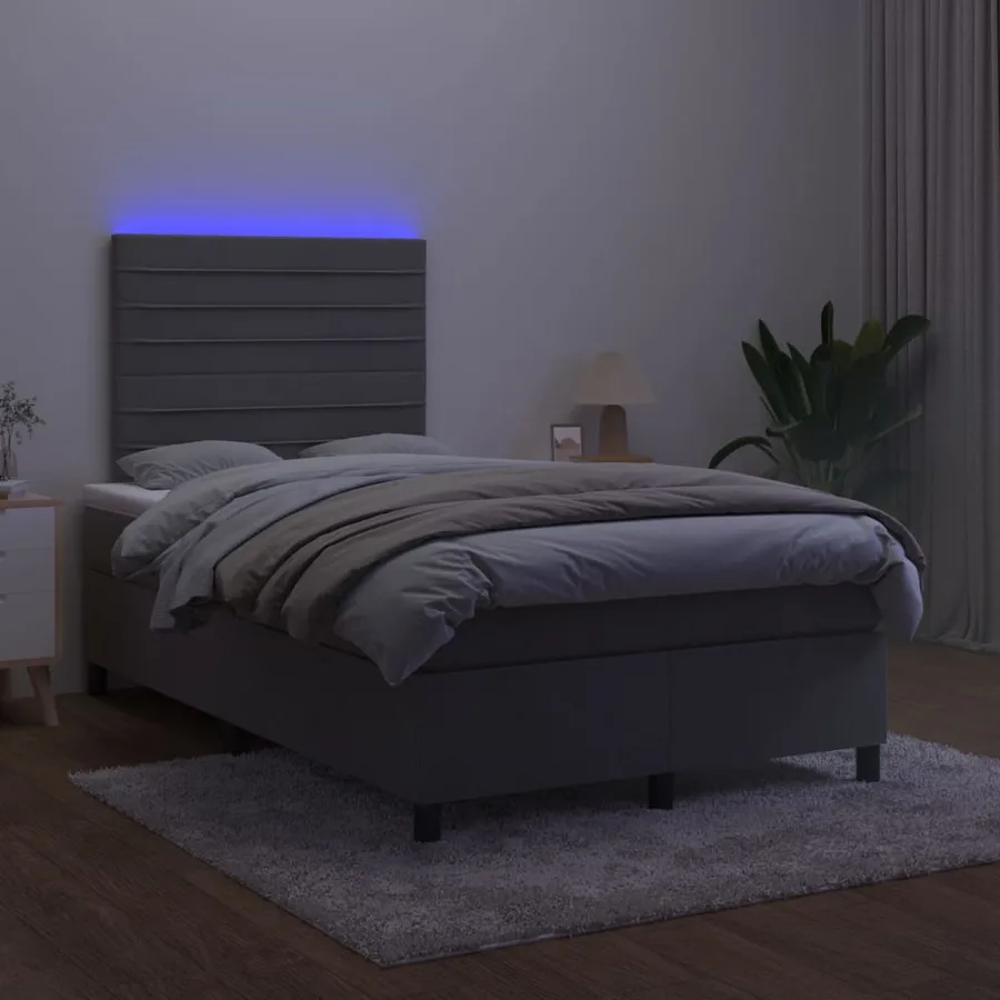 Sommier à lattes de lit avec matelas LED Gris foncé 120x200 cm - 4