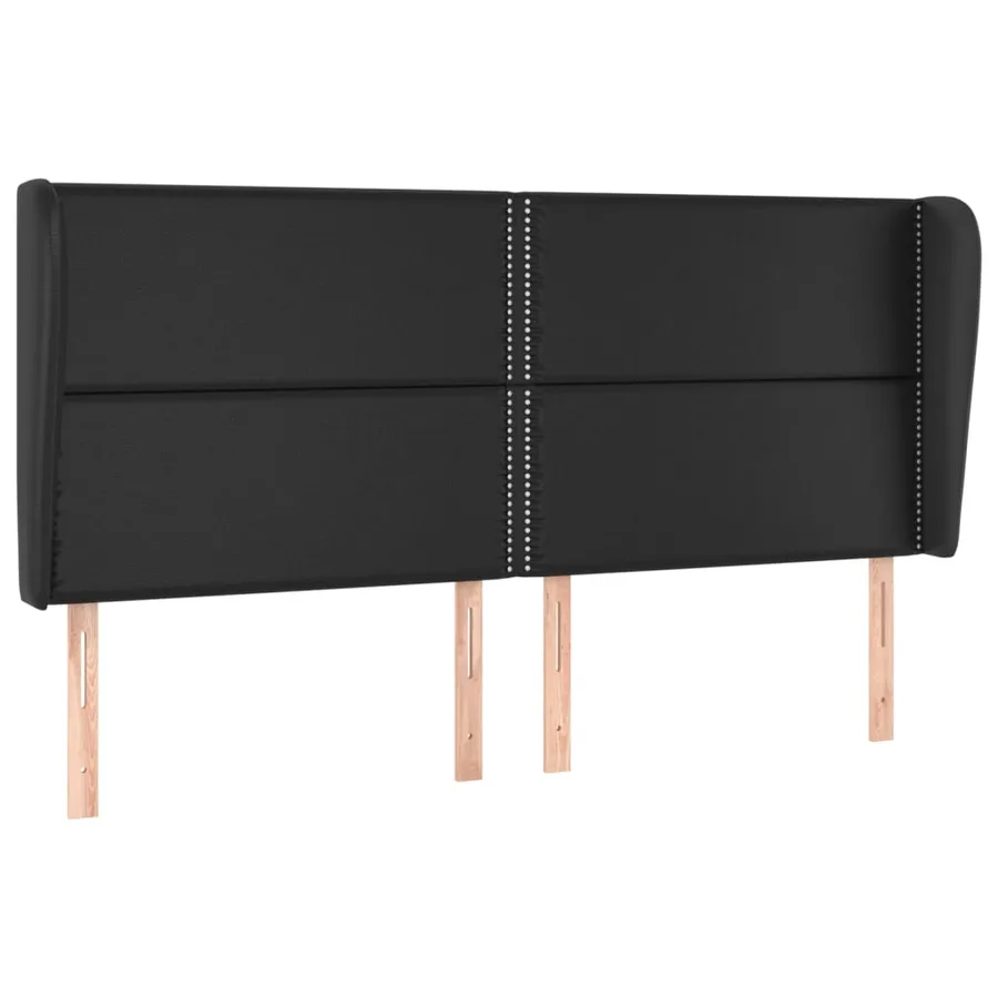 Tête de lit avec oreilles Noir 183x23x118/128 cm Similicuir - 2