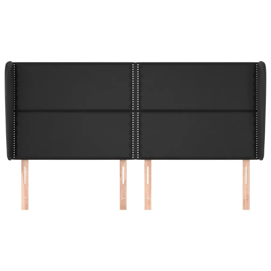 Tête de lit avec oreilles Noir 183x23x118/128 cm Similicuir - 3