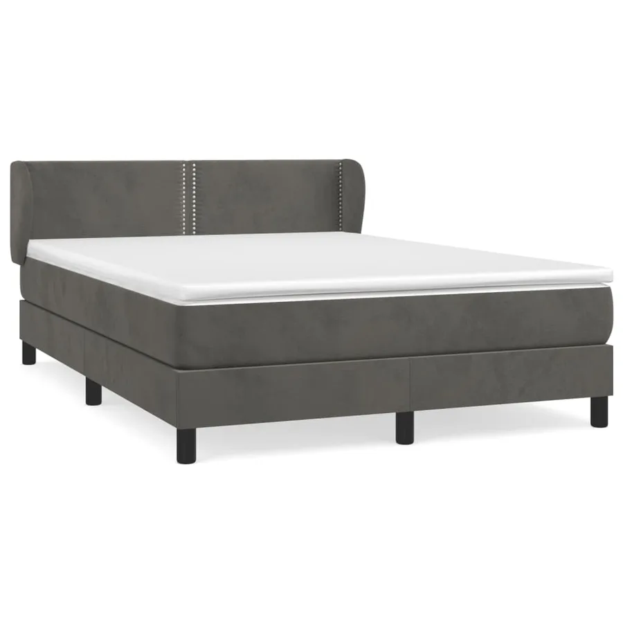 Sommier à lattes de lit et matelas Gris foncé 140x190cm Velours - 2