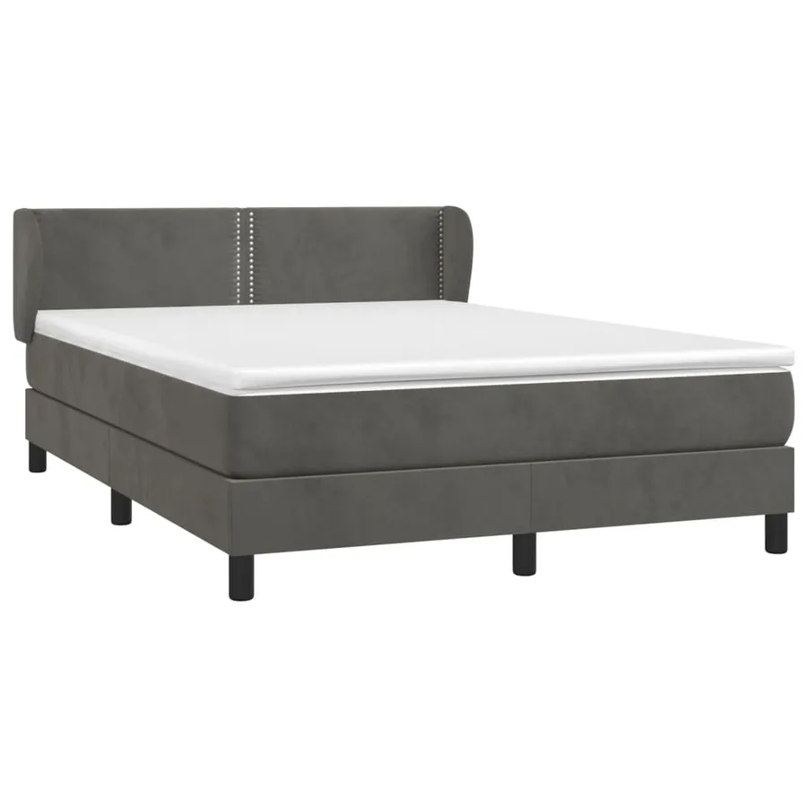 Sommier à lattes de lit et matelas Gris foncé 140x190cm Velours - 3