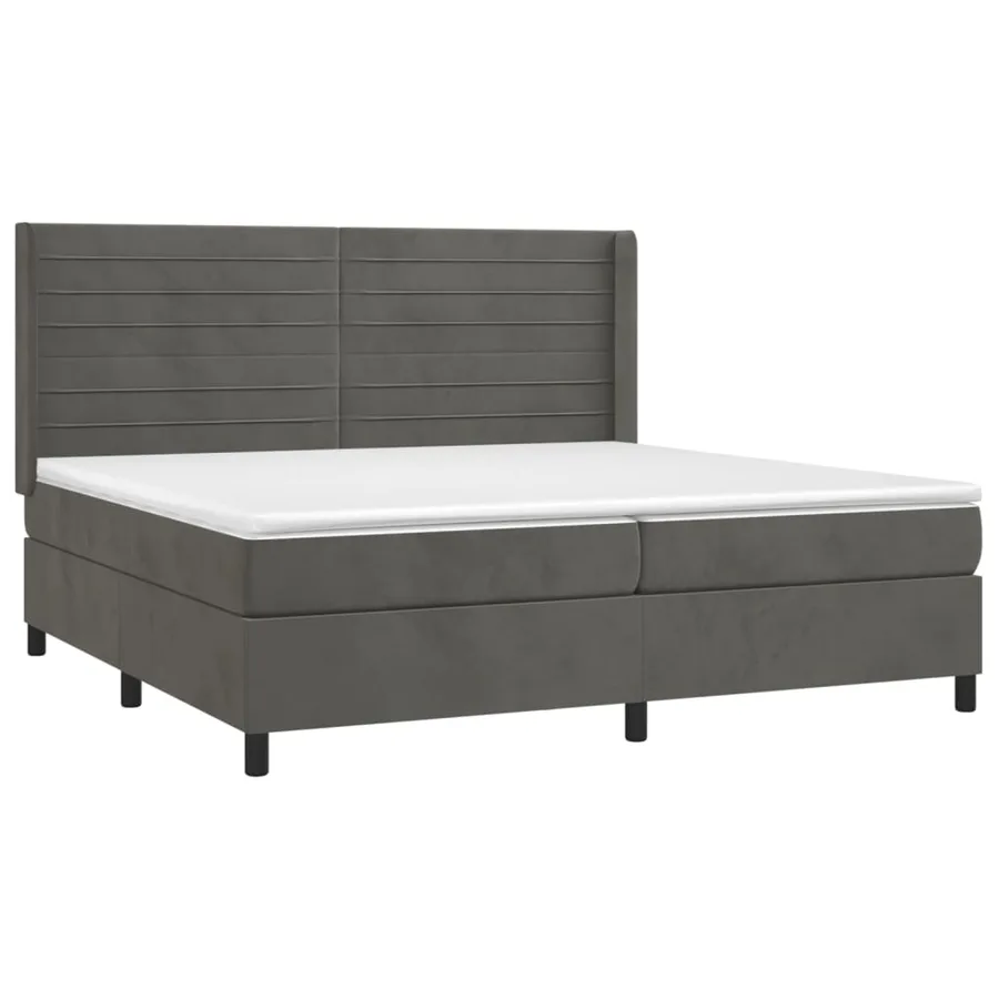 Sommier à lattes de lit matelas et LED Gris foncé 200x200 cm - 4