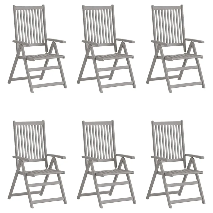 Chaises inclinables de jardin lot de 6 et coussins Bois acacia - 2