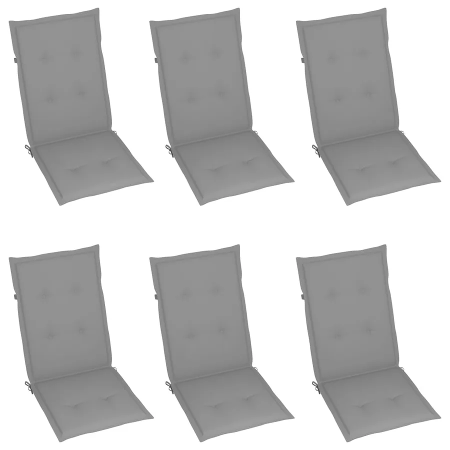 Chaises inclinables de jardin lot de 6 et coussins Bois acacia - 6