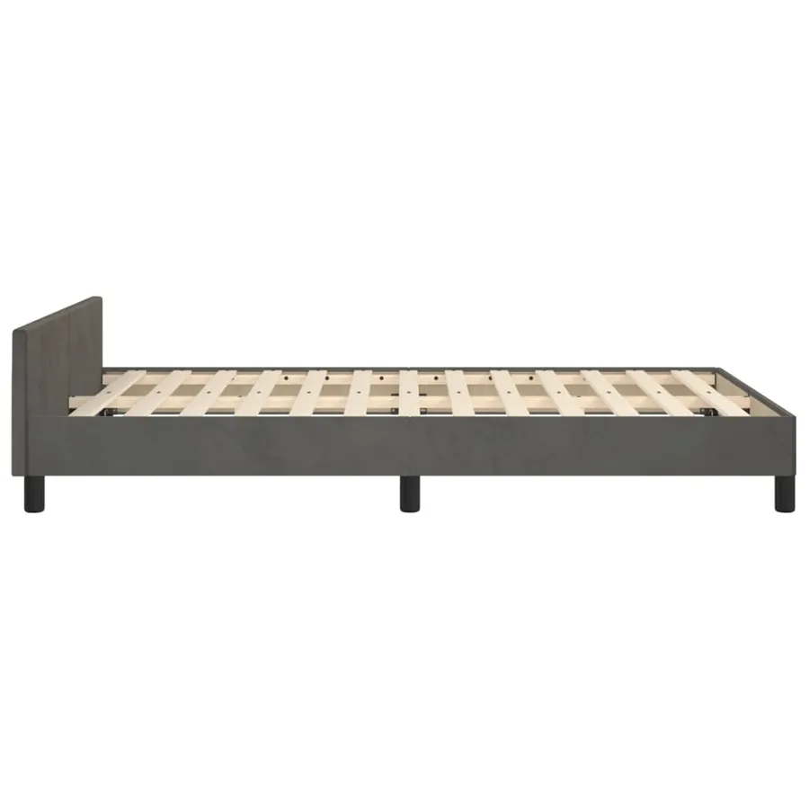Cadre de lit sans matelas gris foncé 120x200 cm velours - 7