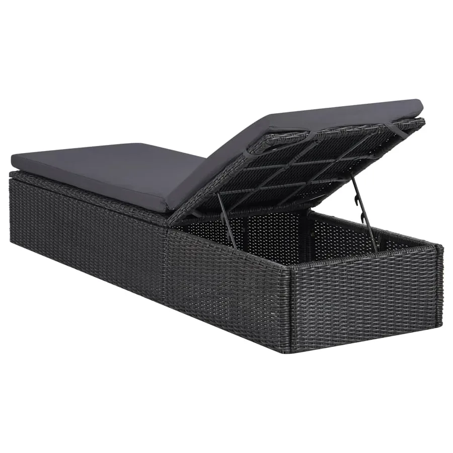 Chaise longue Résine tressée Marron et blanc crème - 14